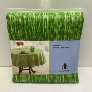 Hometrends Bamboo Tablecloth 70 Inch round Green Vinyl Wipe Offs